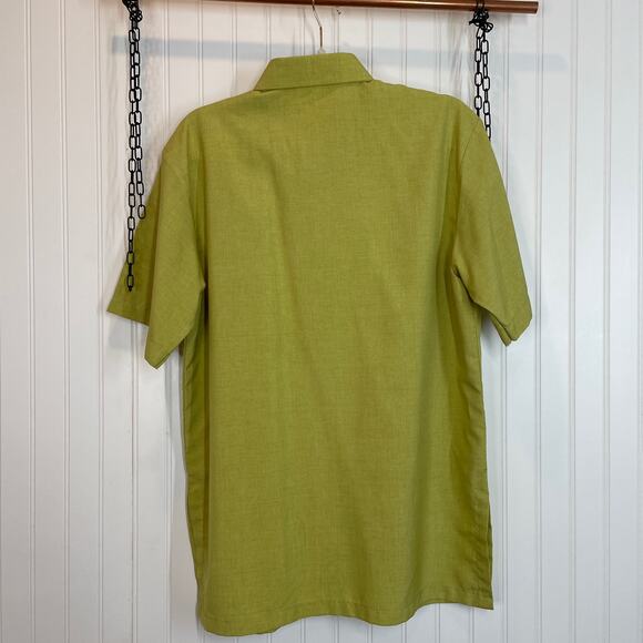 NWOT Michel Andre Men’s Green Embroidered Short Sleeve Button-Down Shirt Size M - Picture 6 of 6